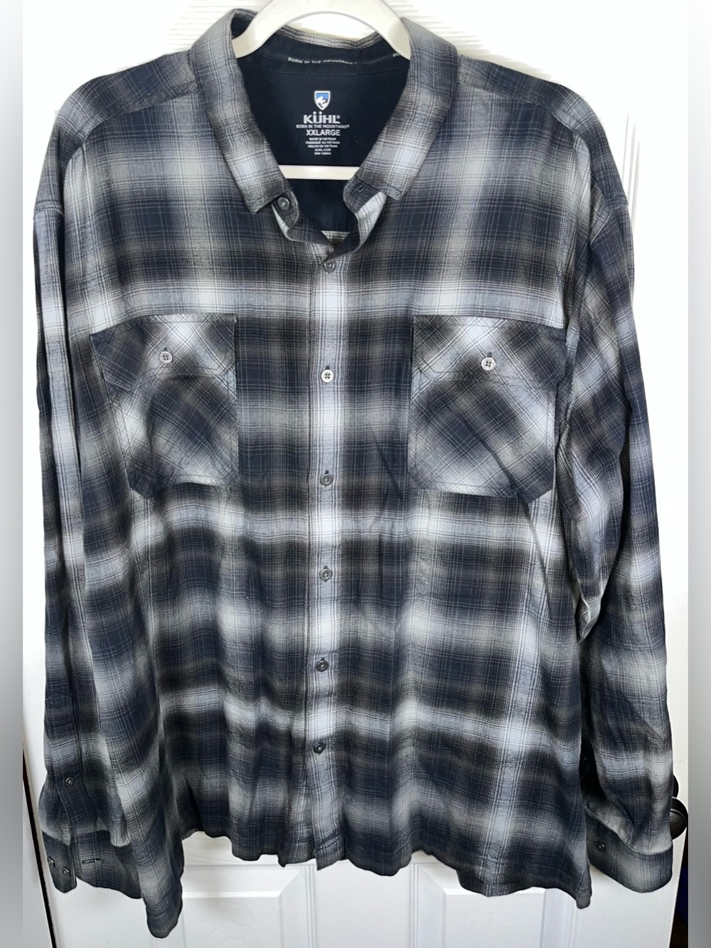 Men’s Kuhl Dillingr Flannel Plaid Cotton Long Sleeve Tencel Shirt XXL XXLarge